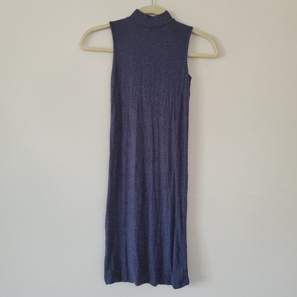 GEORGE Sleeveless Navy High Neck Midi Knit Sweater Mini A-Line Dress - Picture 4 of 9